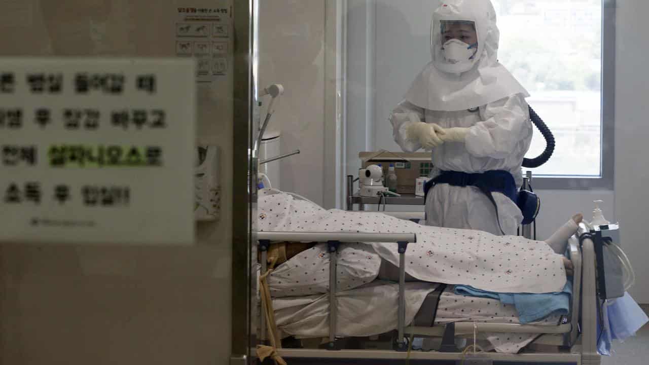 A medical staffer in Seoul during a MERS outbreak in 2015 (file image)