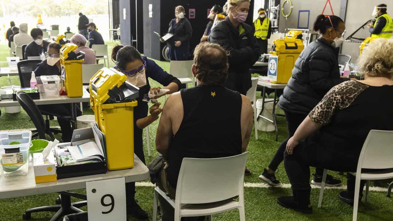 People receive vaccinations at the pop-up clinic (file image)