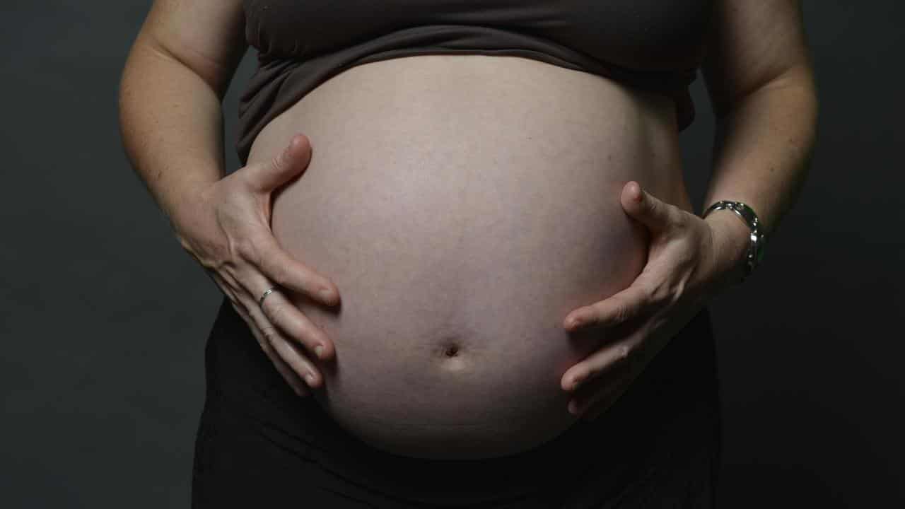 The torso of a pregnant woman (file image)