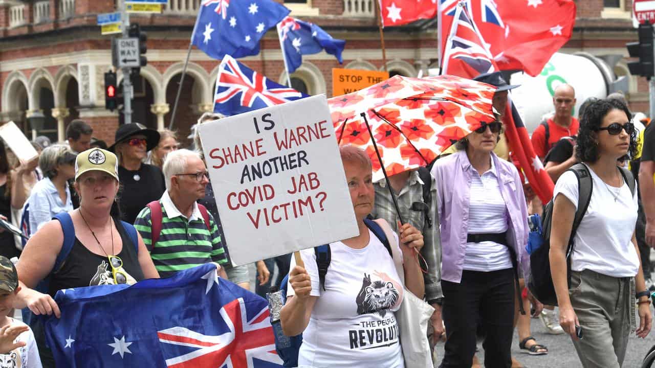 Anti-vaccination mandate rally in Brisbane (file image)