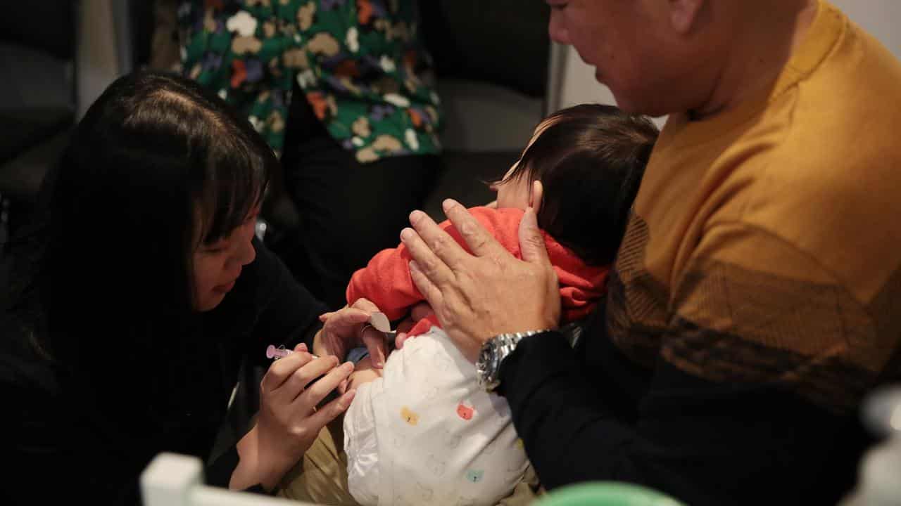 A baby is vaccinated (file image)