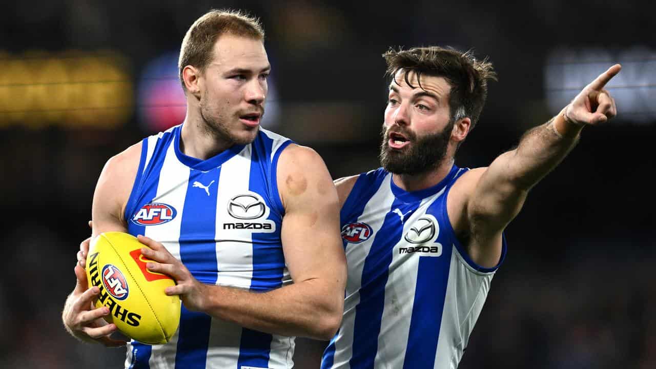 North Melbourne AFL player Ben McKay and Luke McDonald. 