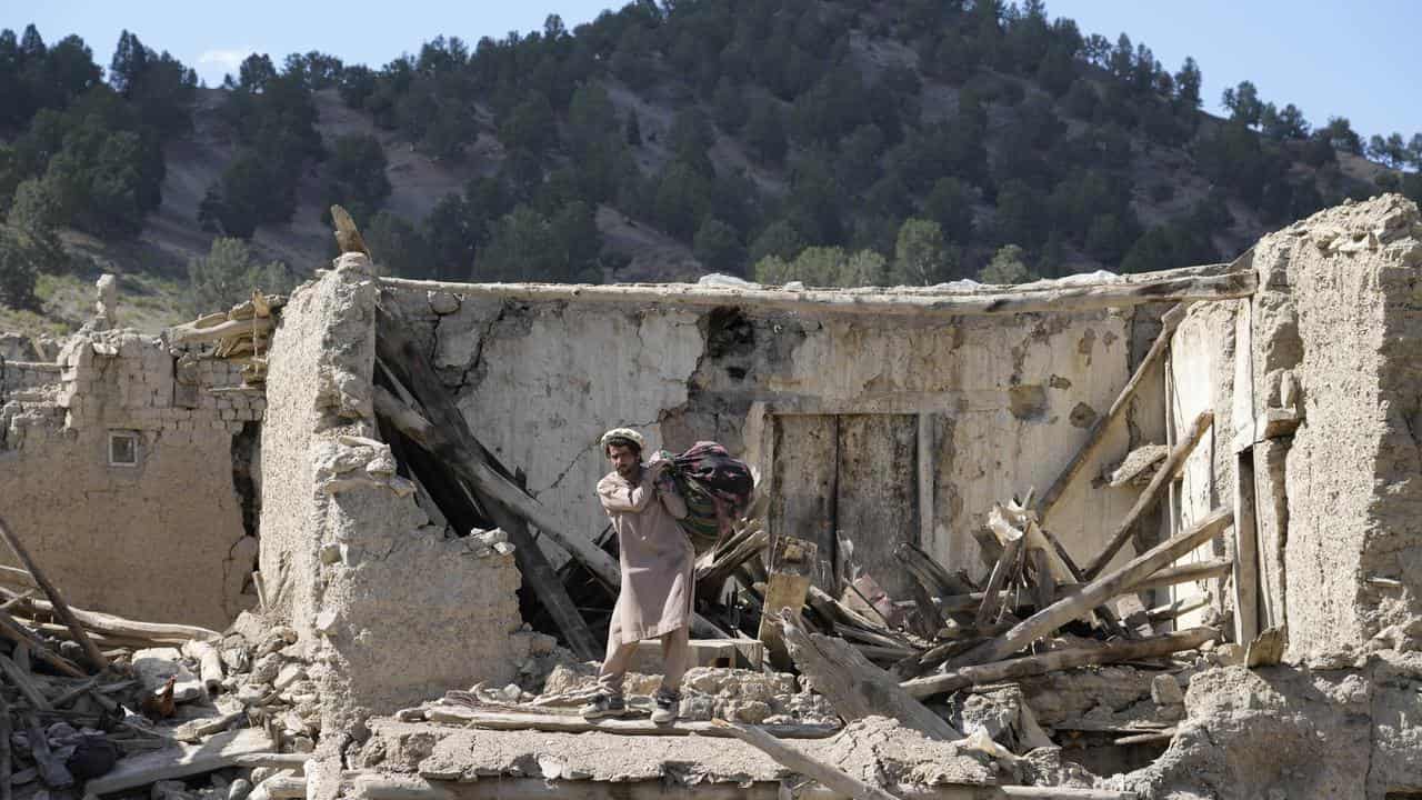 Earthquake rubble in Afghanistan