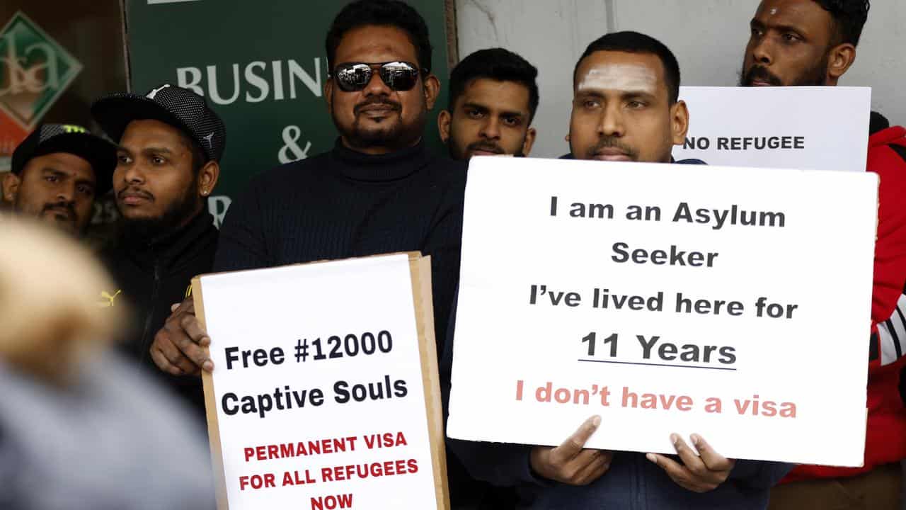 Asylum seekers take part in a Melbourne protest (file image)