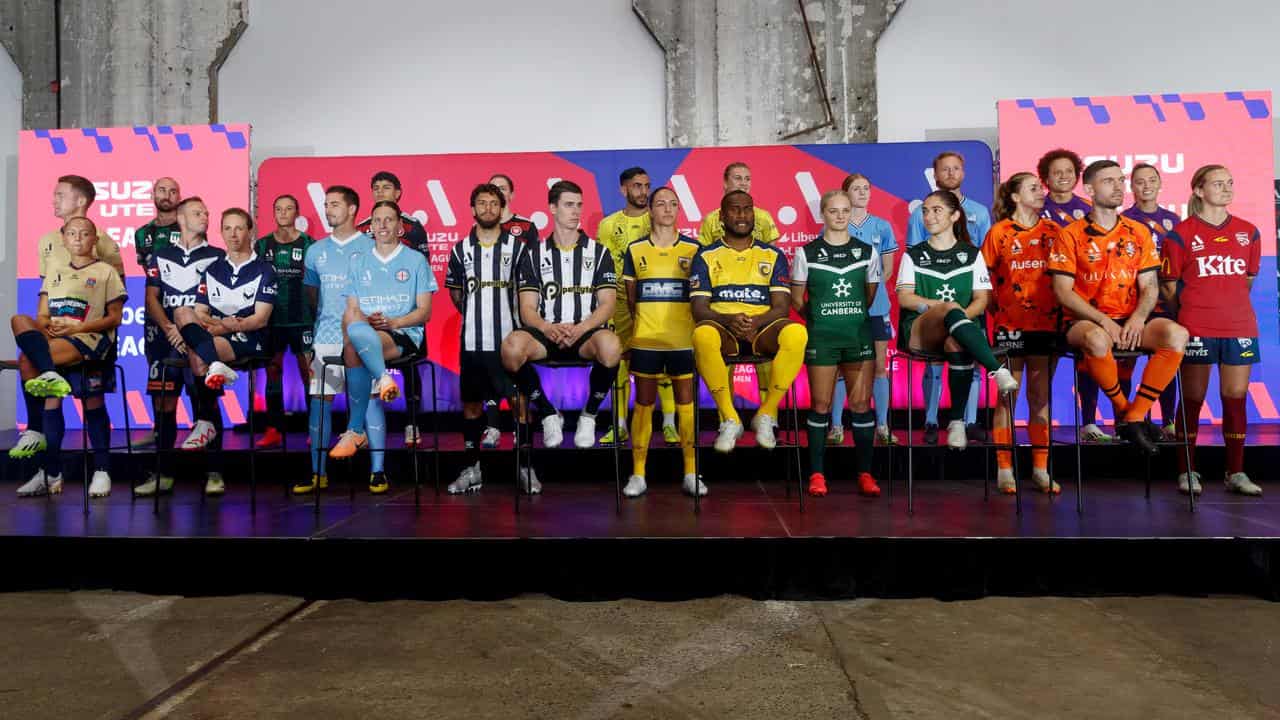 A-League players at season launch.