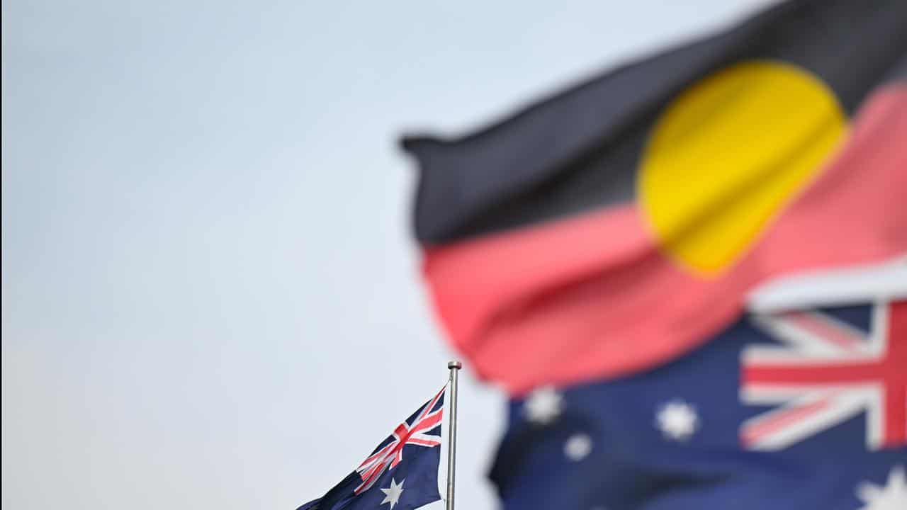 Australian and Aboriginal flags seen in Canberra