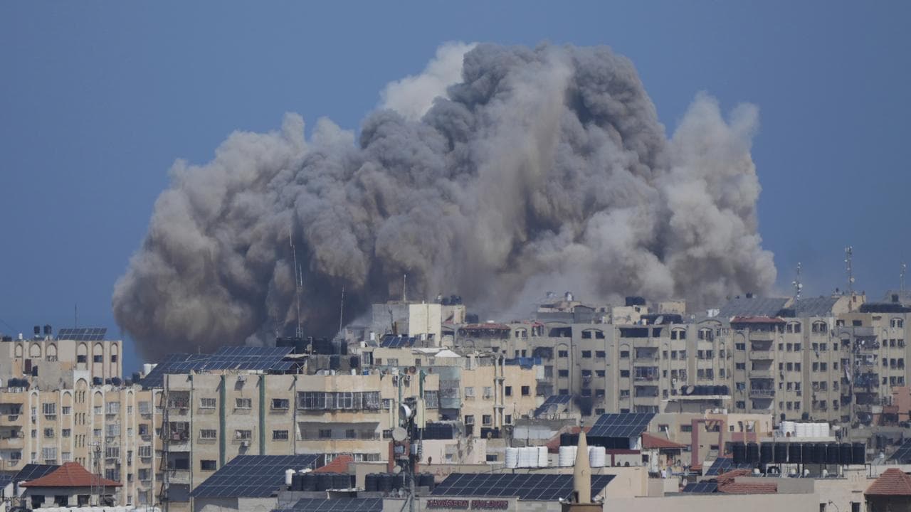 Smoke rises following an Israeli airstrike in Gaza City