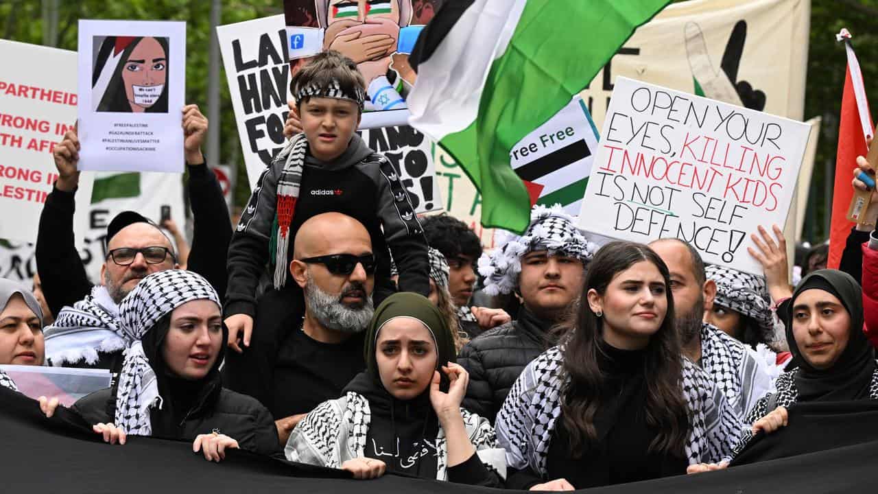 A Pro-Palestine demonstration in Melbourne