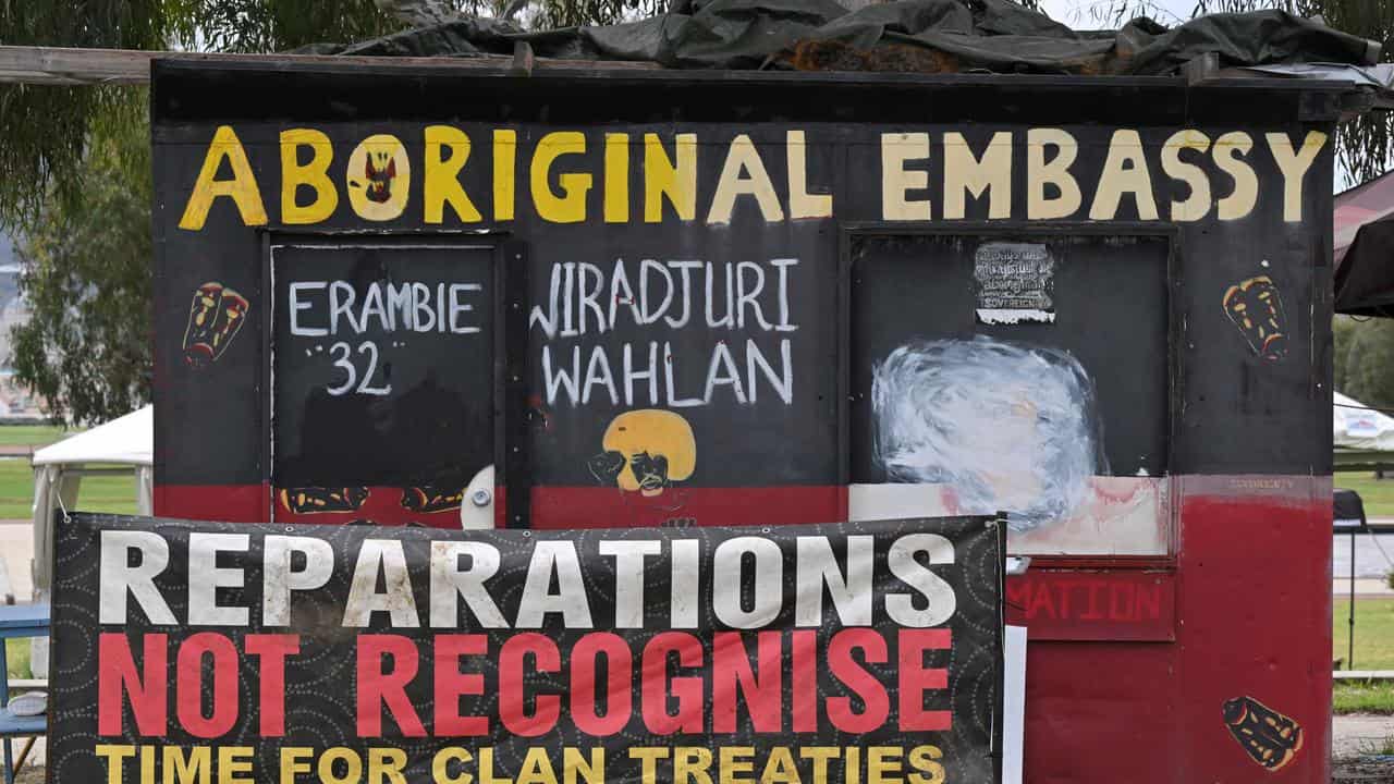 The Aboriginal Tent Embassy outside Old Parliament House in Canberra