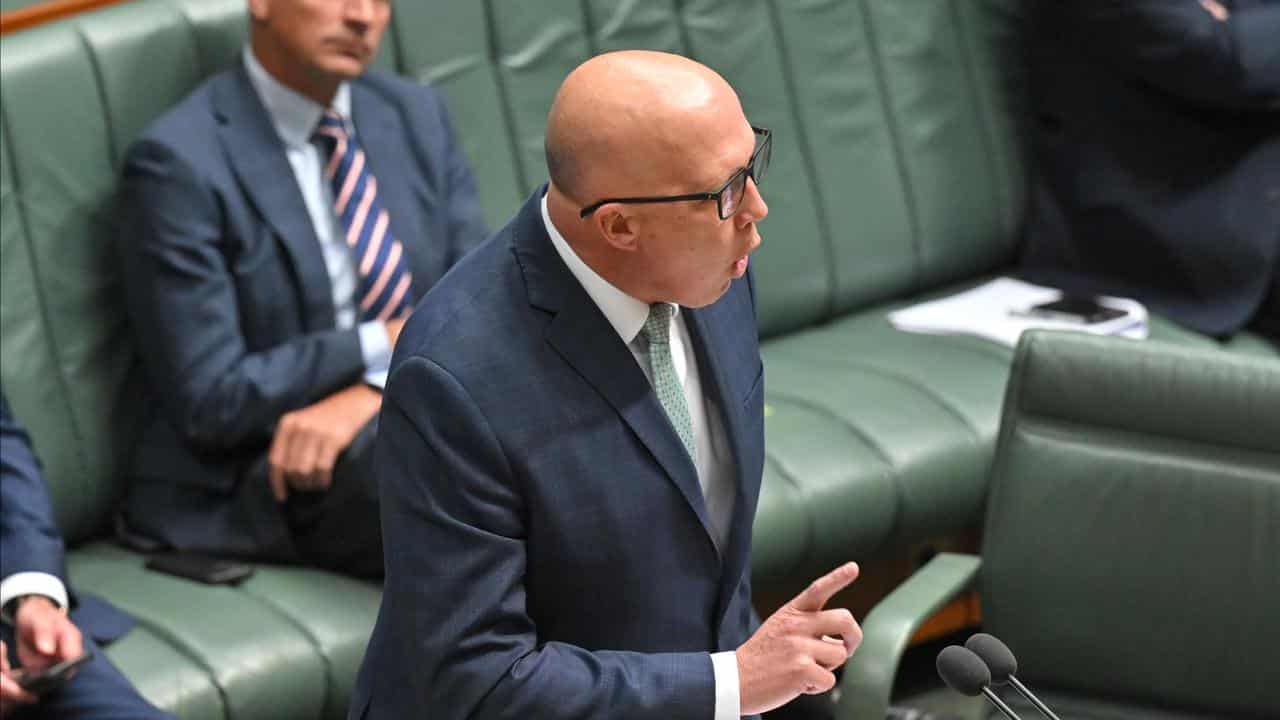 Opposition leader Peter Dutton speaking on the motion