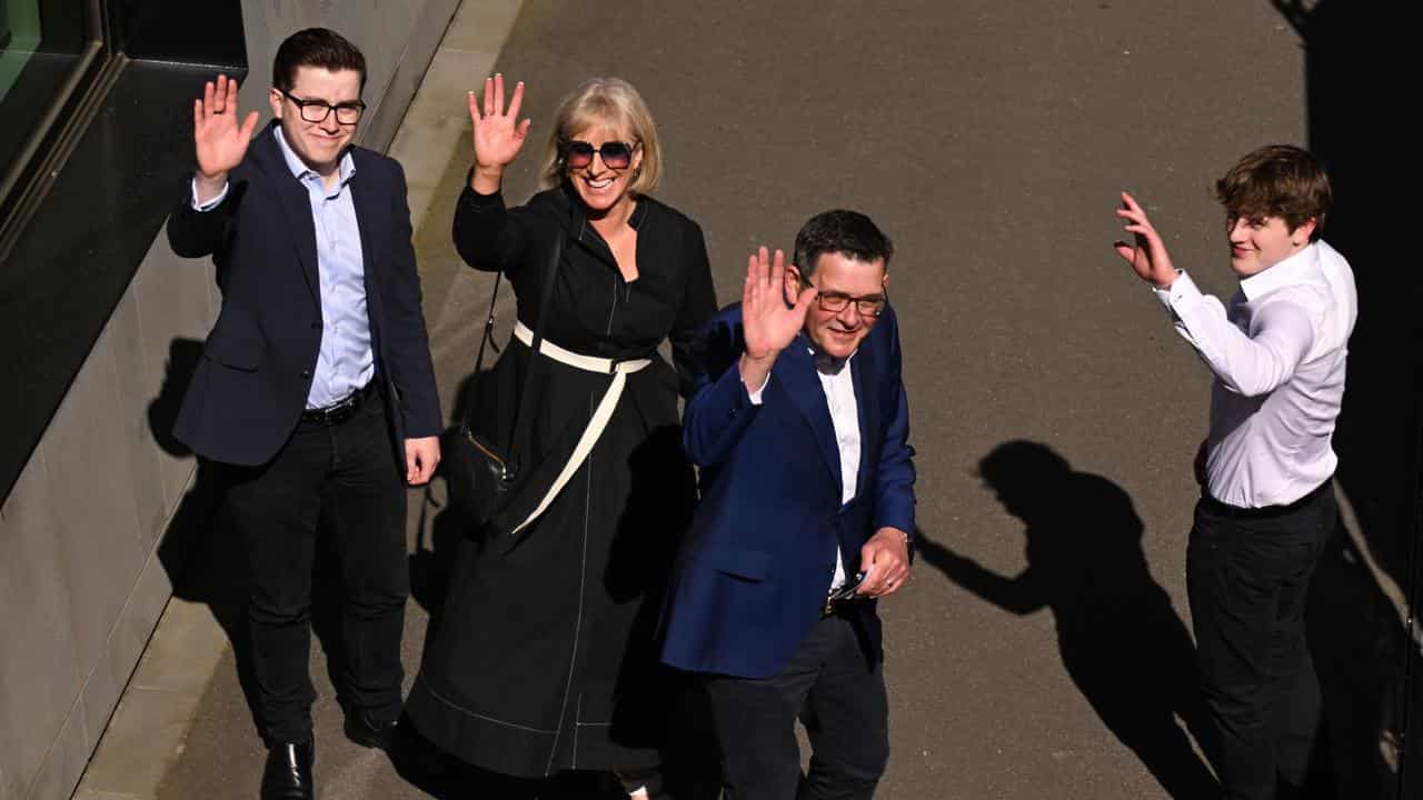 Daniel Andrews with his family (file image)