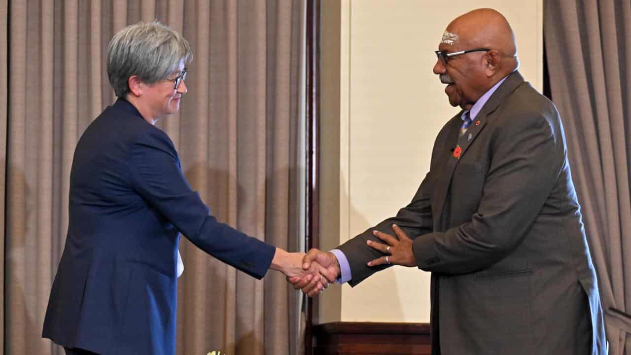 Penny Wong and Fiji Prime Minister Sitiveni Rabuka.