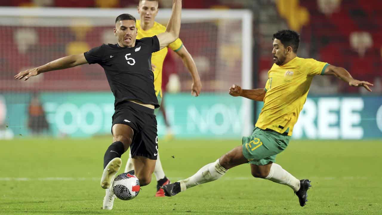 Michael Boxall and Australia's Massimo Luongo.