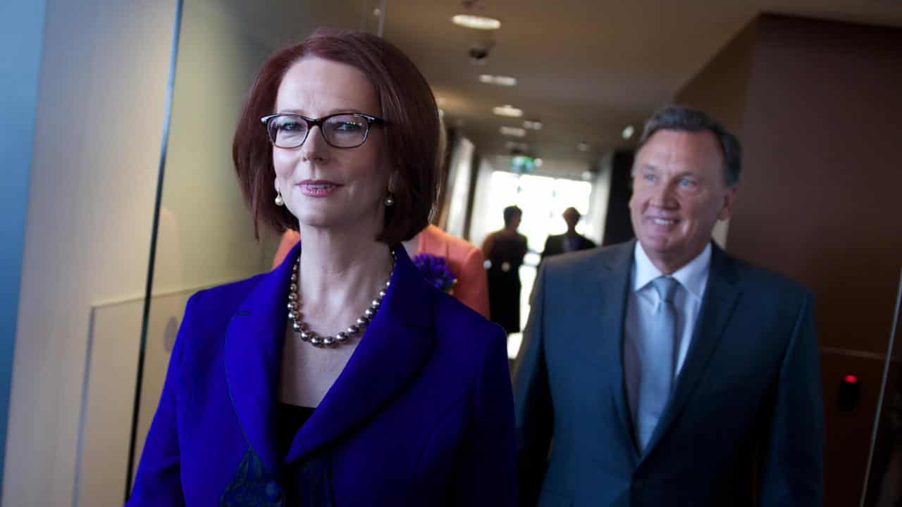 Julia Gillard and Tim Mathieson (file image)