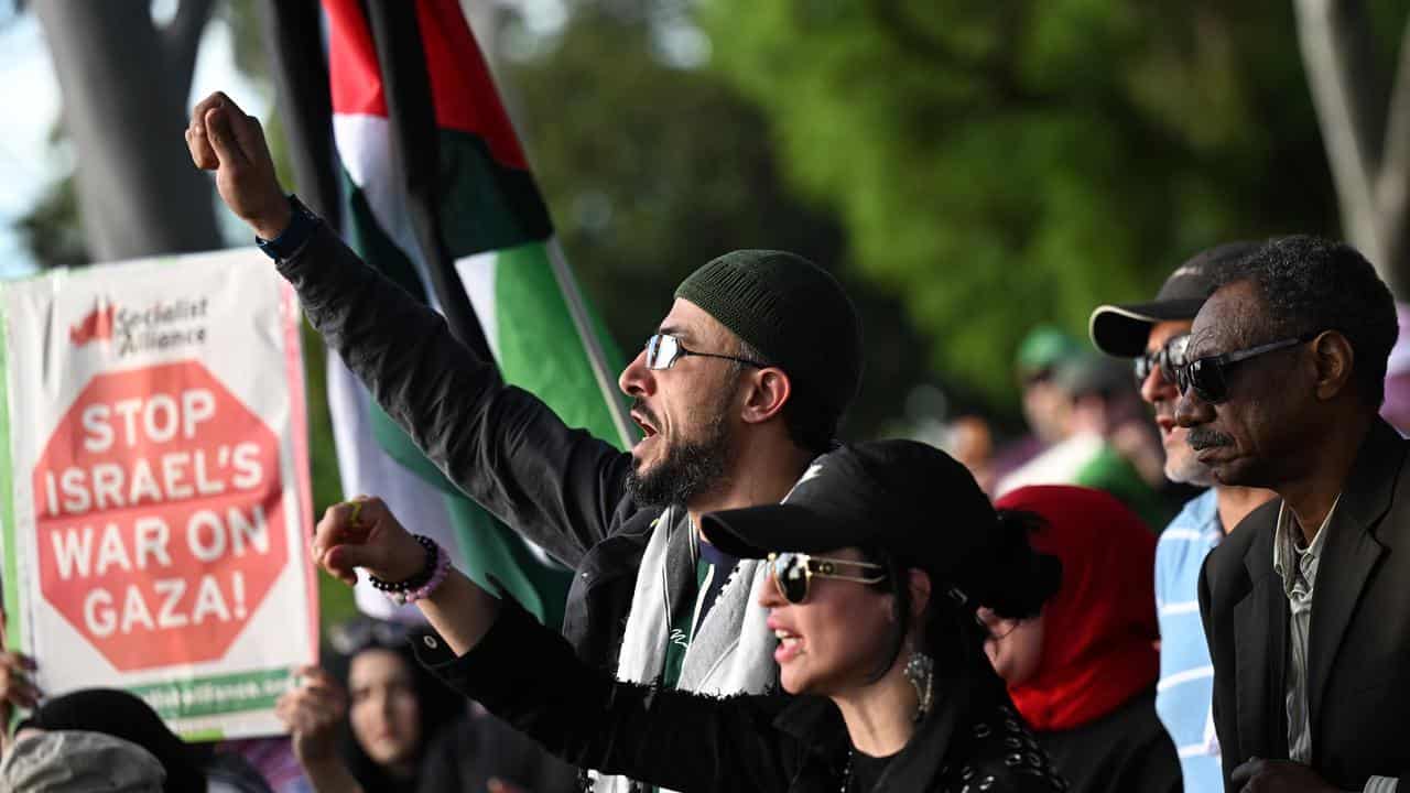 Demonstrators in Melbourne 