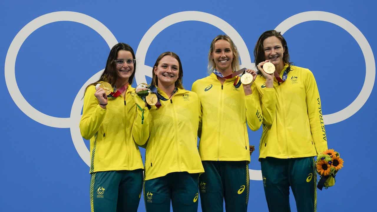 Australia's women's 4x100m medley relay 2020 Olympic gold medallists.