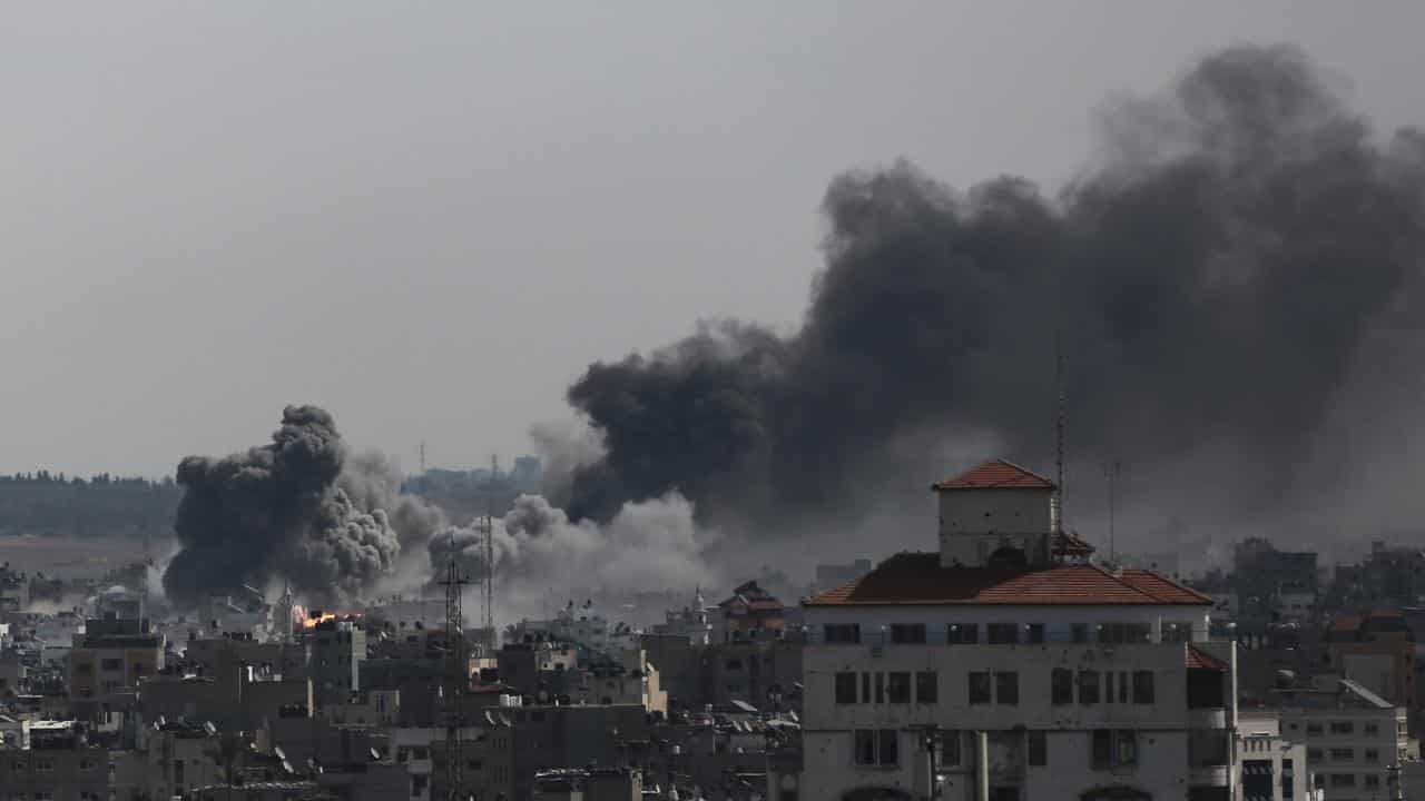 Smoke rises following Israeli air strikes on Gaza City