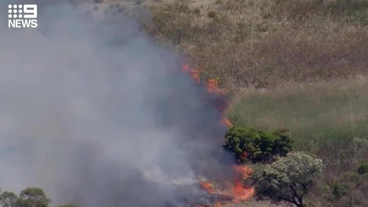 A grass fire in Penrith, Sydney