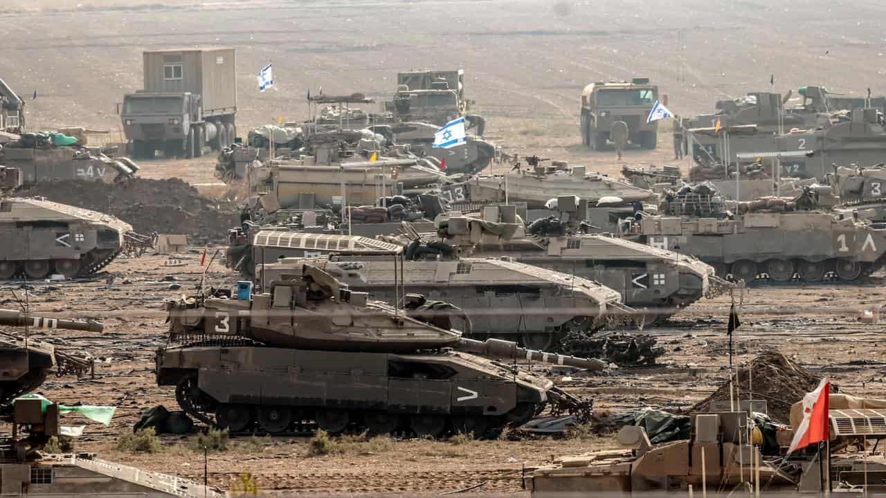 Israeli forces at the border with Gaza