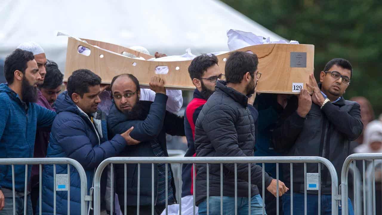 A file photo from the funeral for victims of the Chistchurch attacks