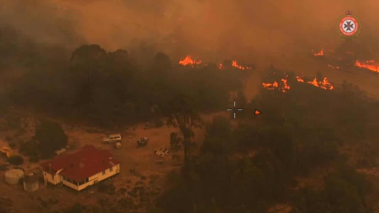 Aerial view of a fire near Tara, Queensland.