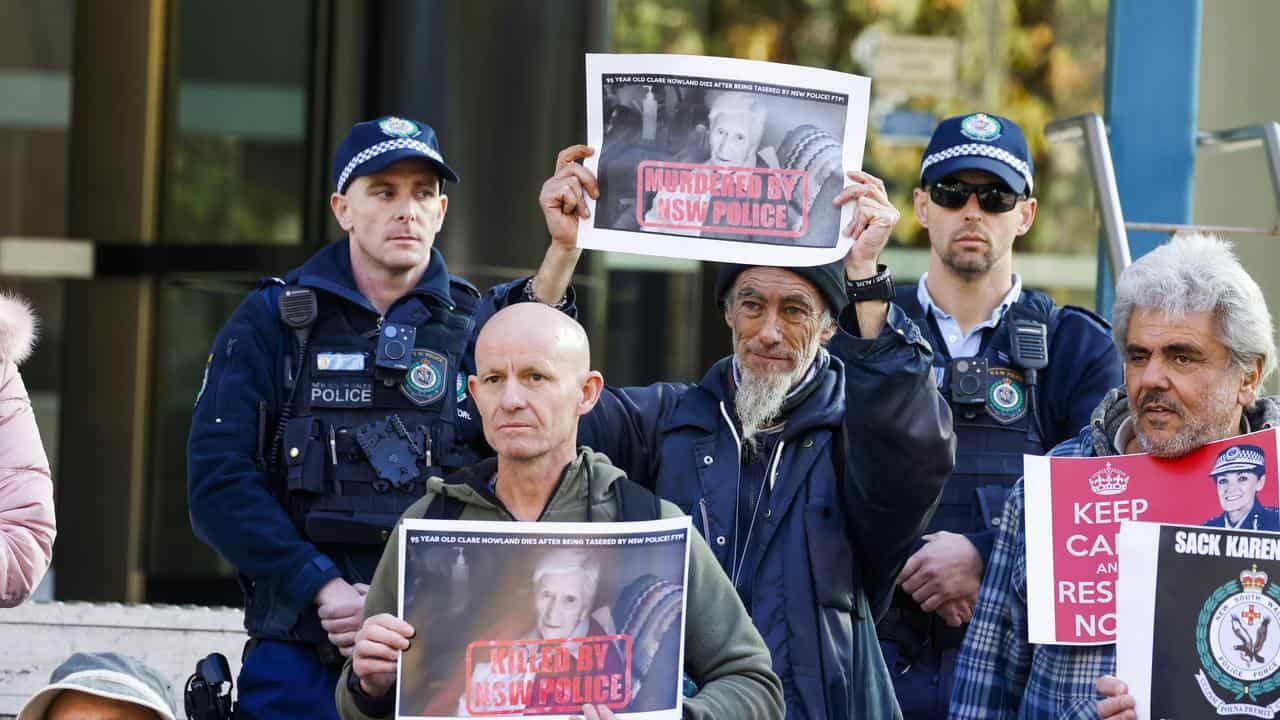 Protest outside NSW Police Headquarters (file image)