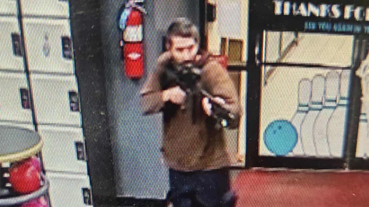 a photo of the mass shooting suspect at a bowling alley in Lewiston.