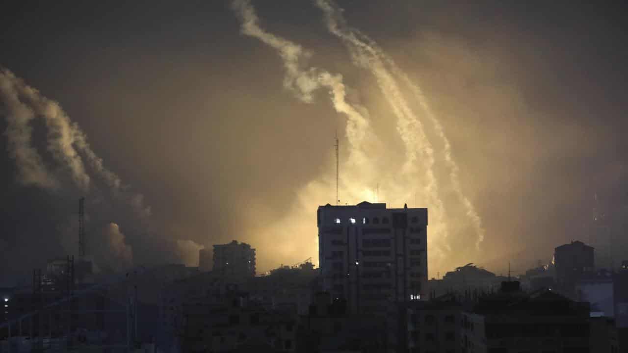 Smoke and explosions caused by Israeli bombardment of Gaza