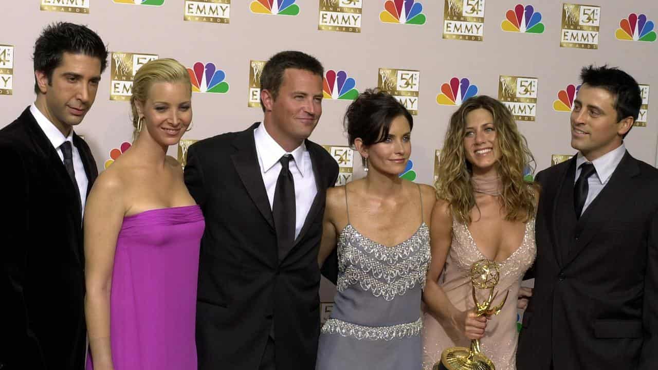 The Friends cast at the Primetime Emmy Awards in 2002