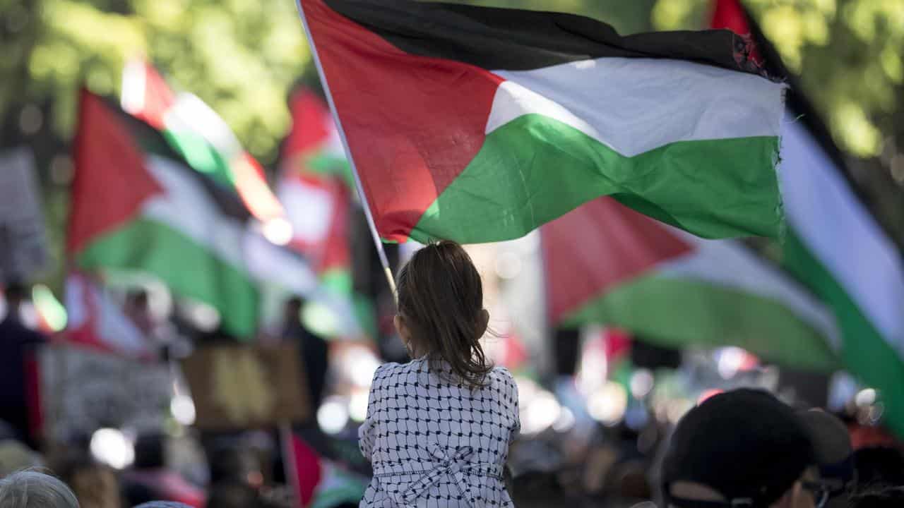 Participants during a free Palestine rally