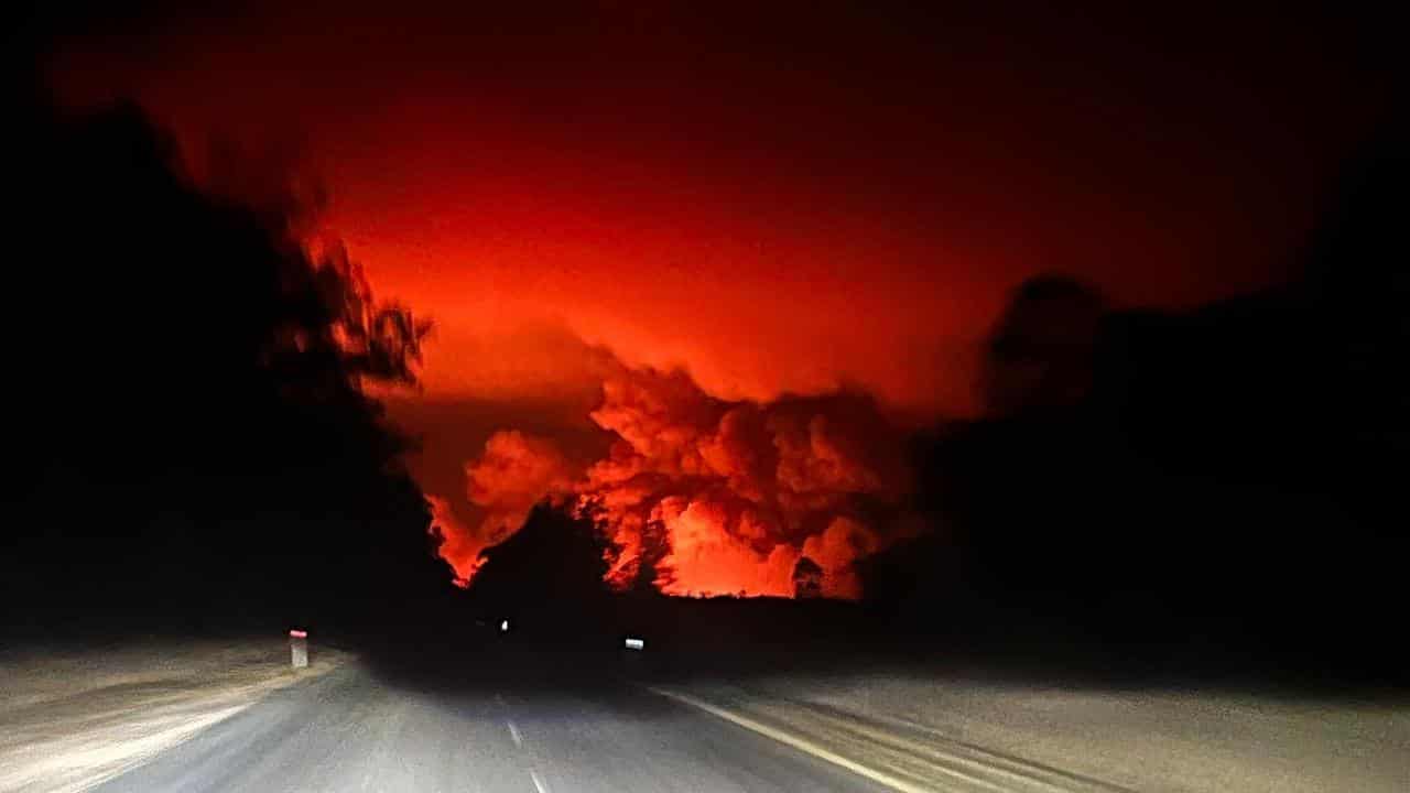 Fire in the town of Landsborough in the Sunshine Coast region.