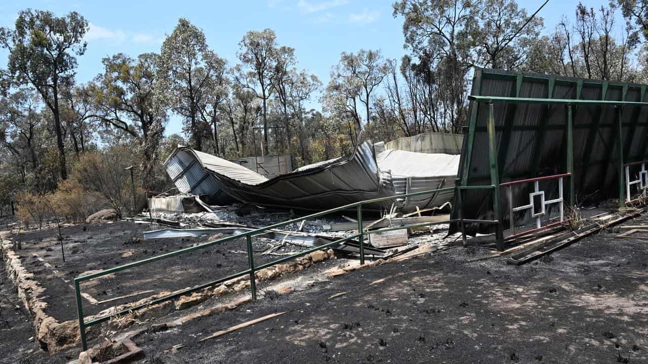 A property destroyed by bushfire near the town of Tara, Queensland