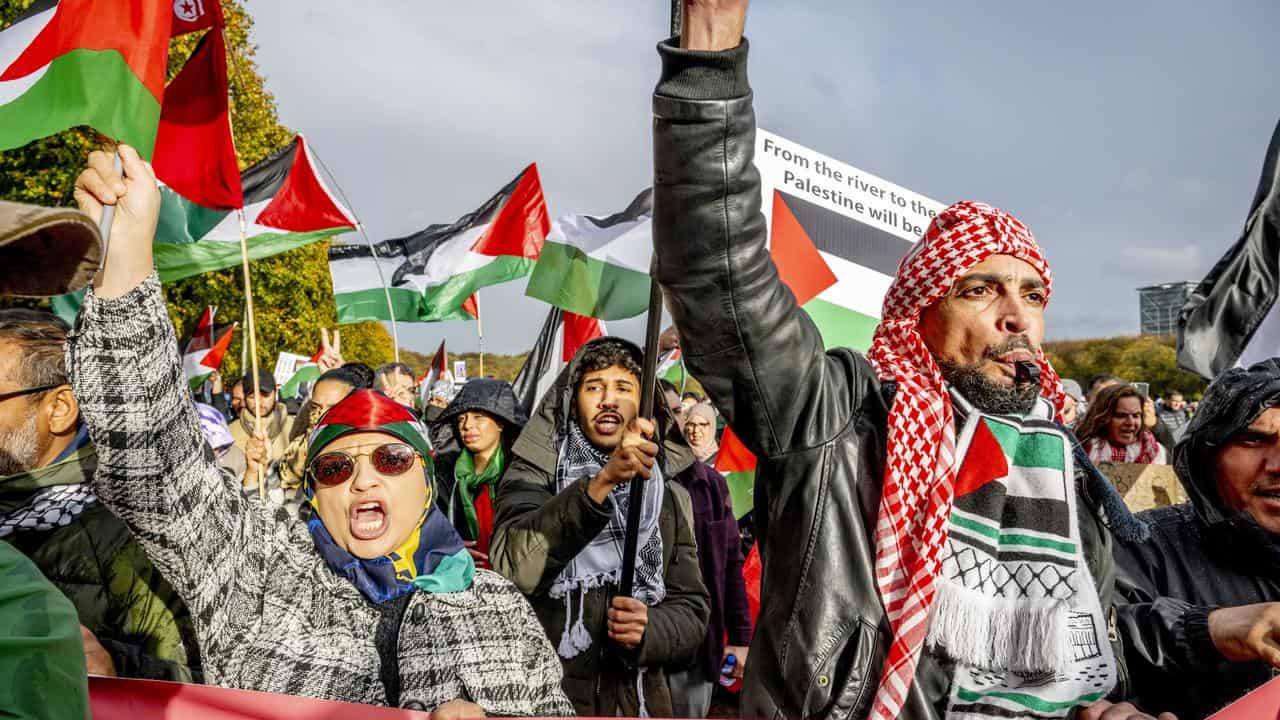 A demonstration against the war in Gaza, in The Hague, the Netherlands