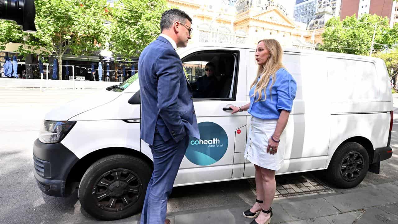 Brad Battin (left) with a Collingwood resident