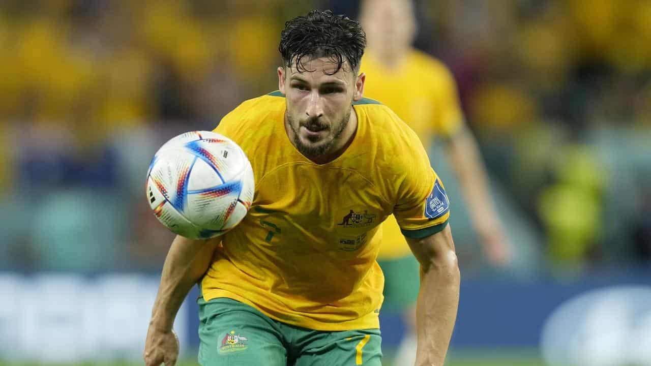 Mat Leckie in World Cup action with the Socceroos. 