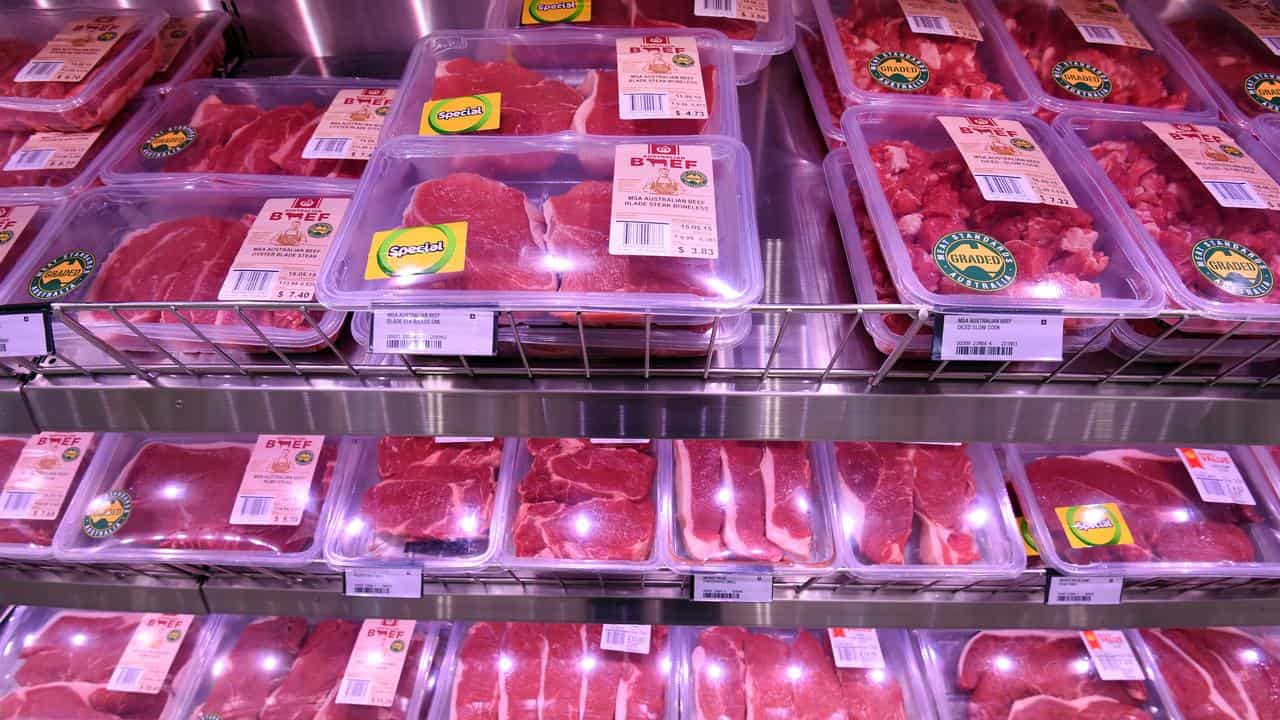 Meat on display in a supermarket (file image)