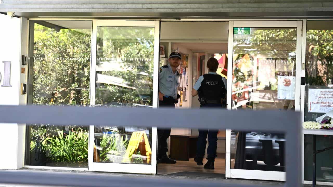 Police at St Lucy's School in Wahroonga.