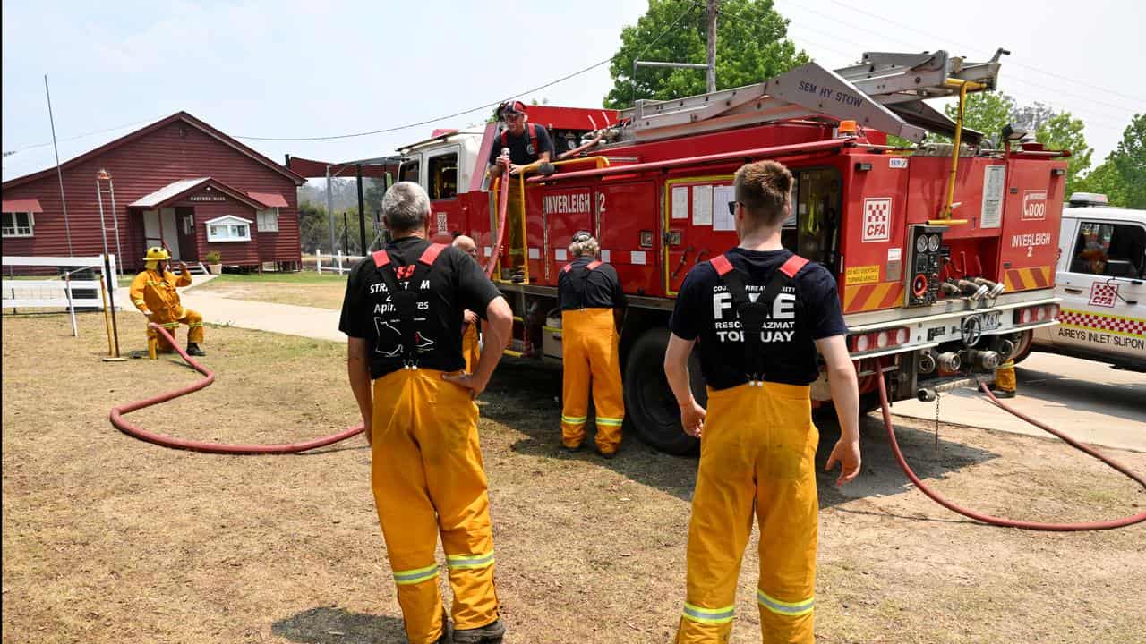 Volunteer firefighters from Victoria in Dalveen, Qld