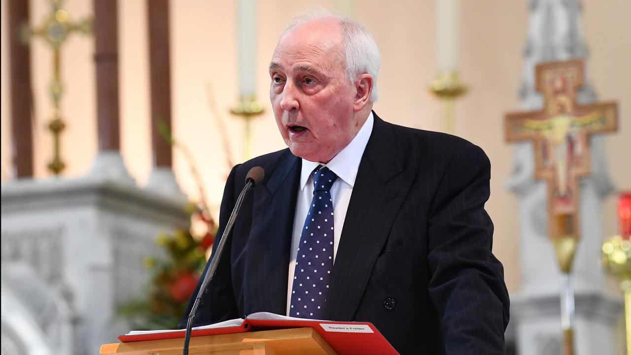 Paul Keating at Bill Hayden state funeral