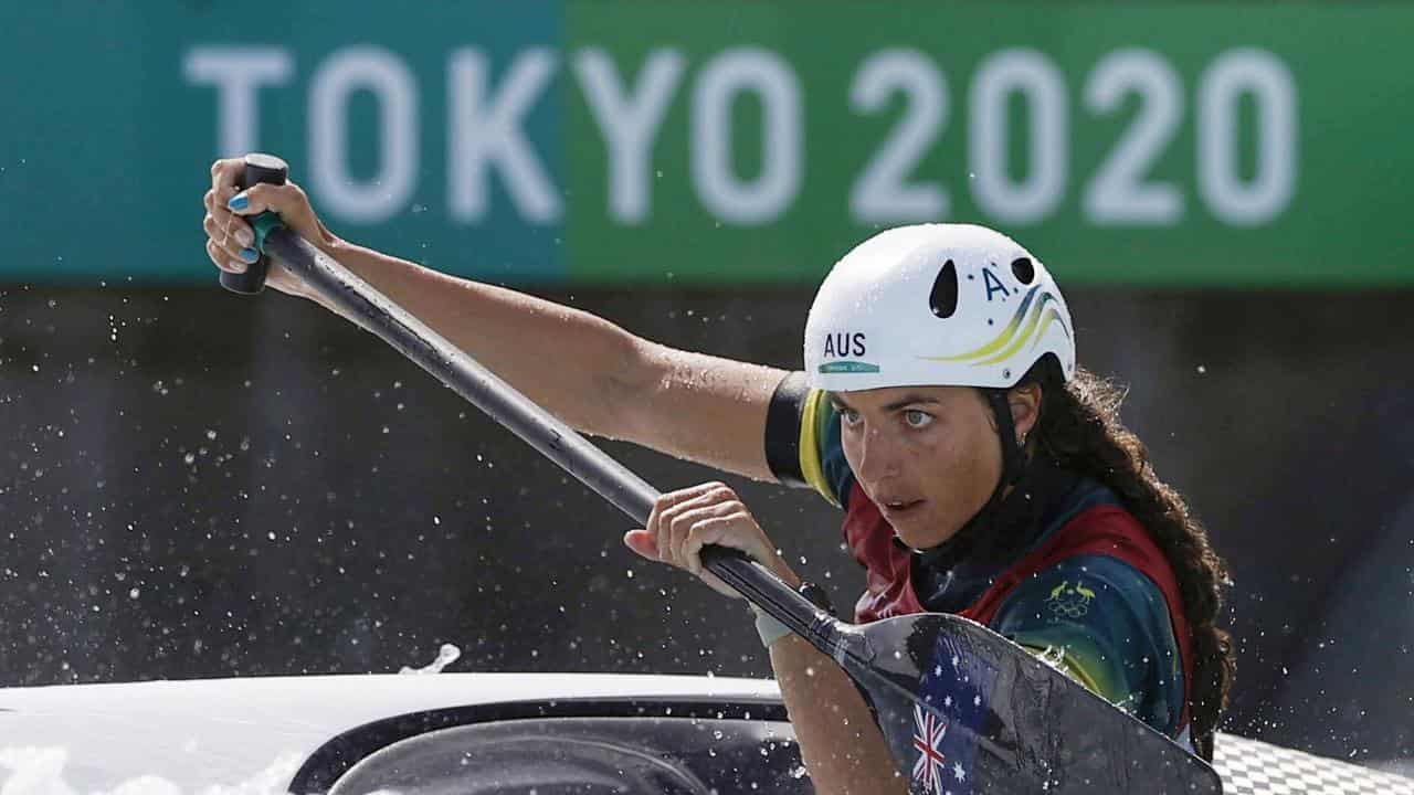 Jessica Fox in action at the Tokyo Olympics.