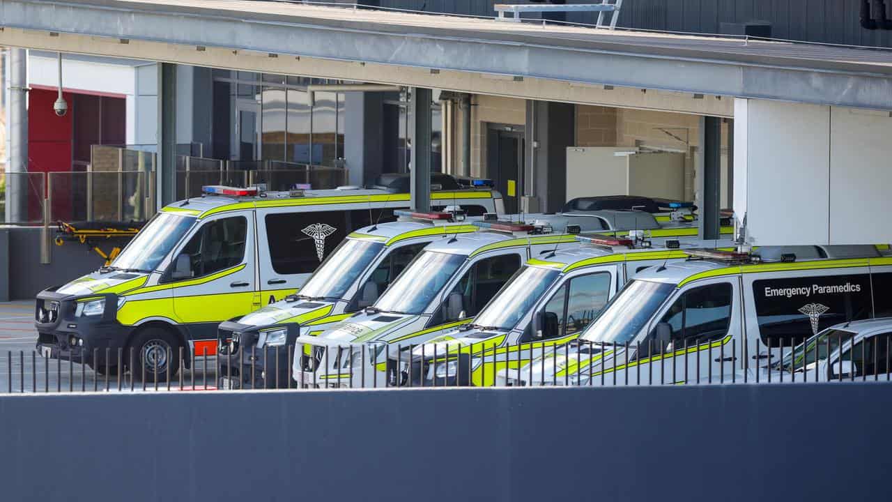 Ambulances queuing at Princess Alexandra Hospital, Brisbane