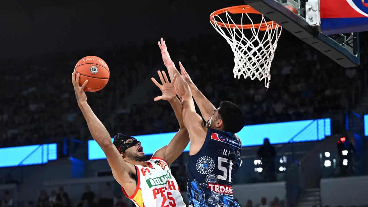 Action from Melbourne United against Perth Wildcats in the NBL.