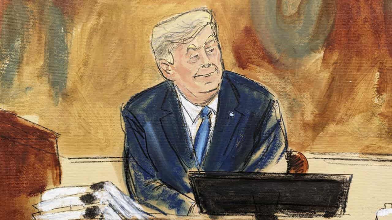 Sketch of Donald Trump testifying at New York Supreme Court