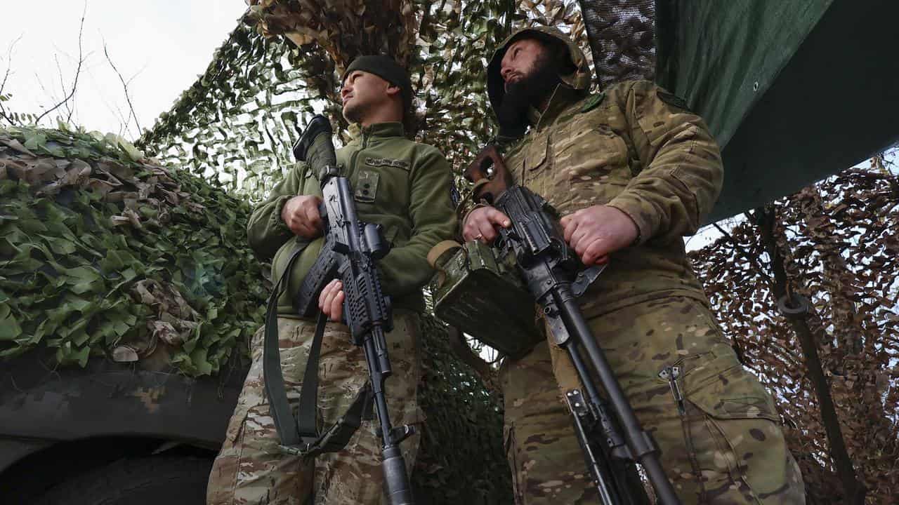 Ukrainian servicemen in the Zaporizhzhia area