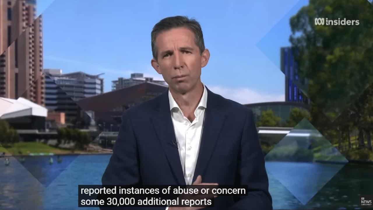 A screenshot of Simon Birmingham on the Insiders.