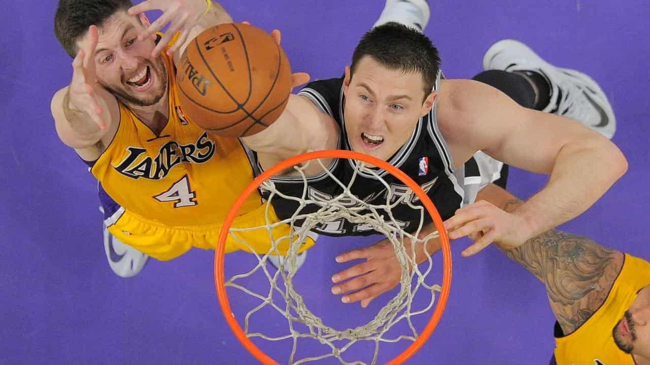 Australian Aron Baynes (right)