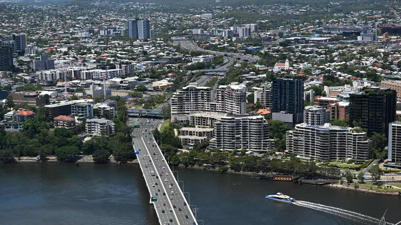 Traffic is seen crossing the Captain Cook Bridge in Brisbane