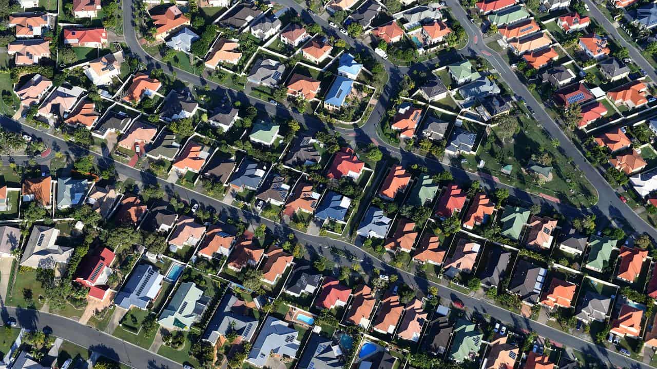 Aerial view of houses