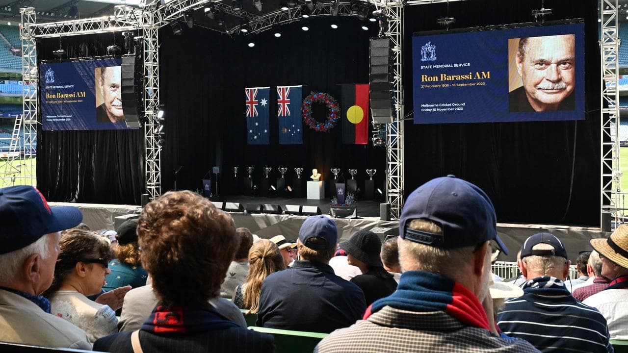 A general view prior to the state memorial service for Ron Barassi.