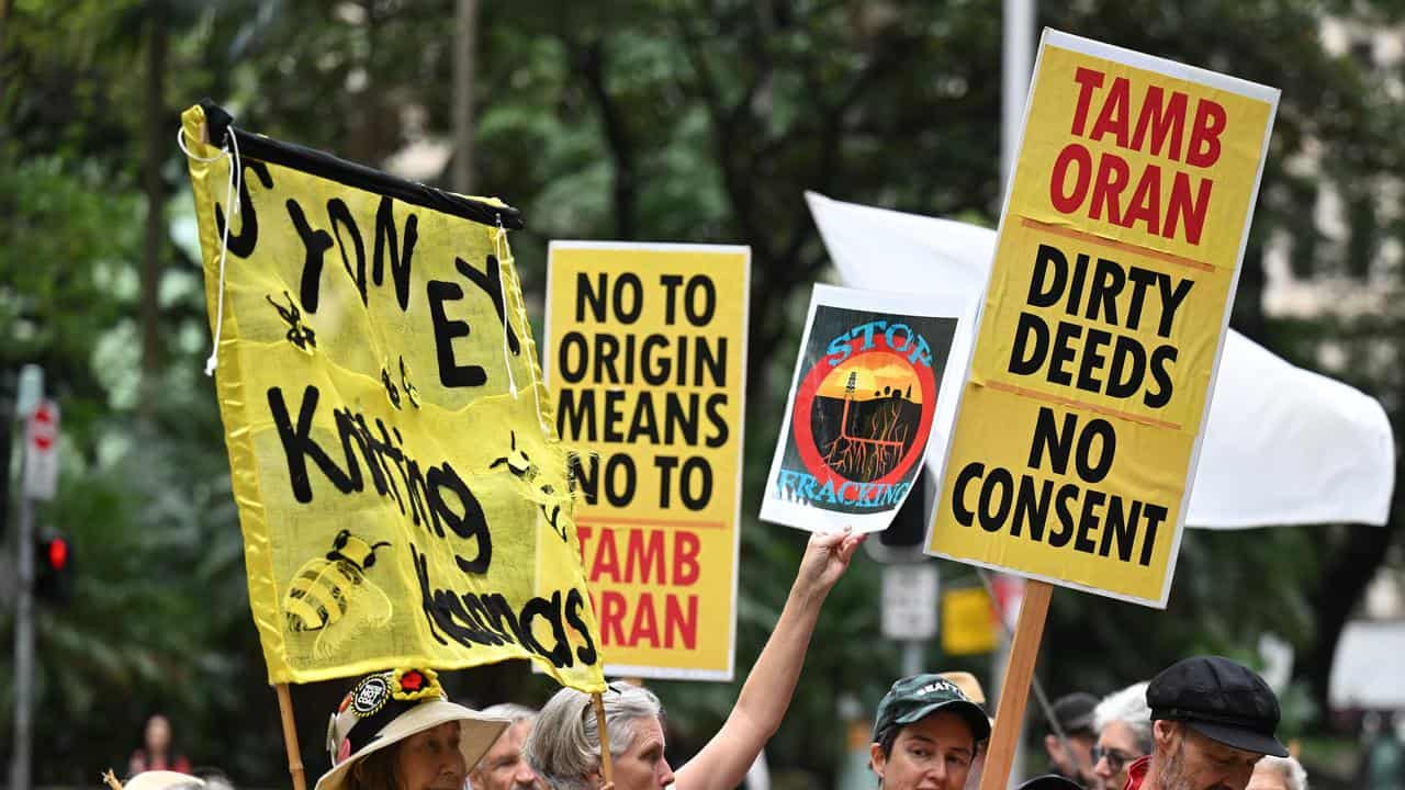 Anti-fracking protesters in Sydney 